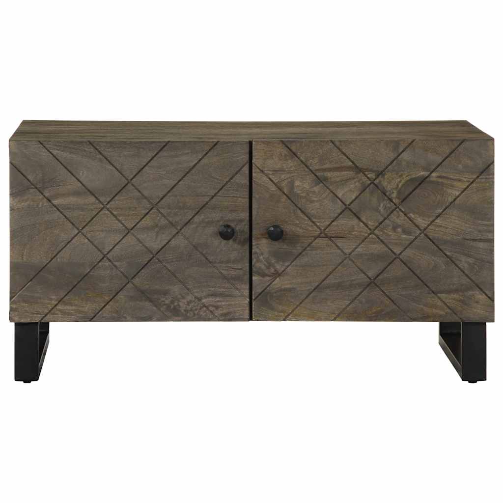 Coffee Table Black Solid Mango Wood Industrial Living Room Furniture 80cm metal
