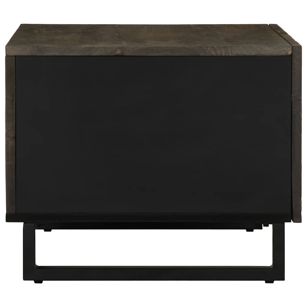 Coffee Table Black Solid Mango Wood Industrial Living Room Furniture 80cm metal