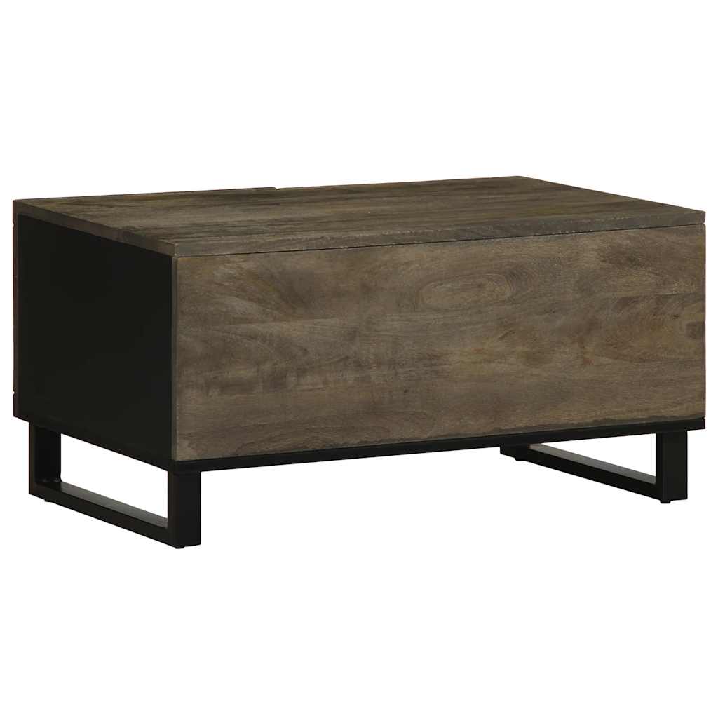 Coffee Table Black Solid Mango Wood Industrial Living Room Furniture 80cm metal