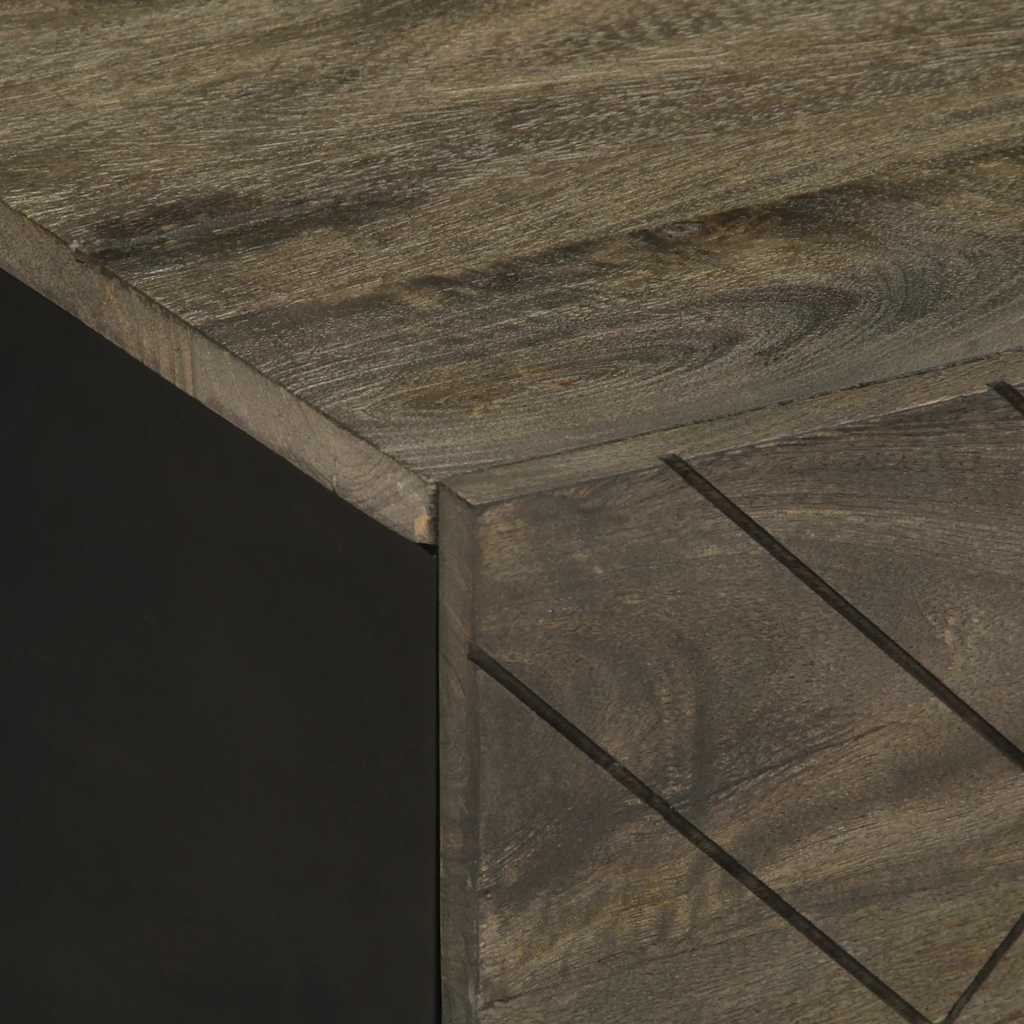 Coffee Table Black Solid Mango Wood Industrial Living Room Furniture 80cm metal