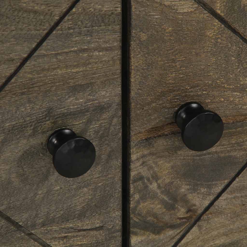 Coffee Table Black Solid Mango Wood Industrial Living Room Furniture 80cm metal