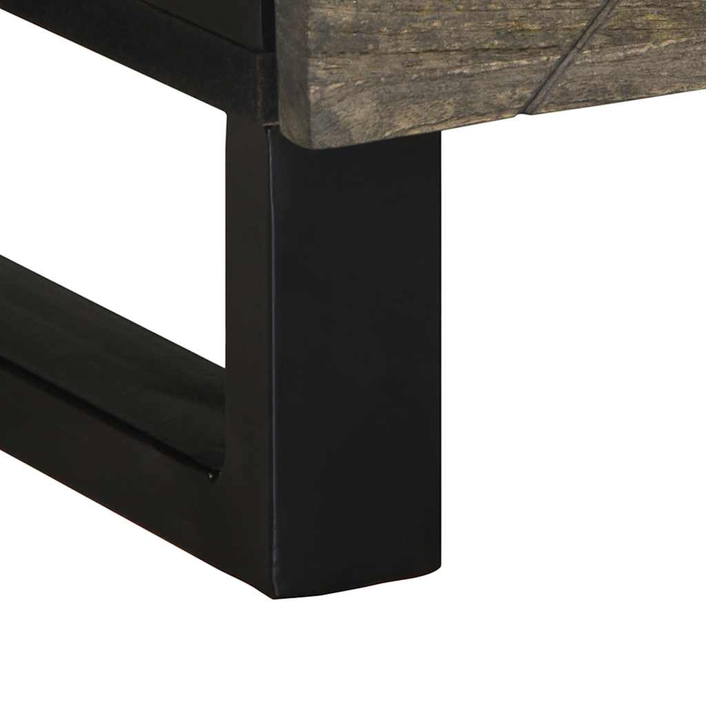 Coffee Table Black Solid Mango Wood Industrial Living Room Furniture 80cm metal