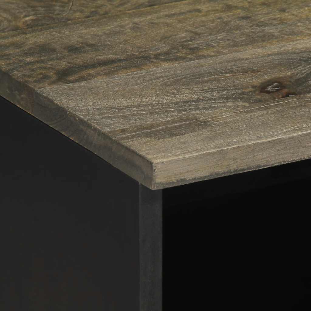 Tv Cabinet Black 100X33X46 Cm Solid Wood Mango