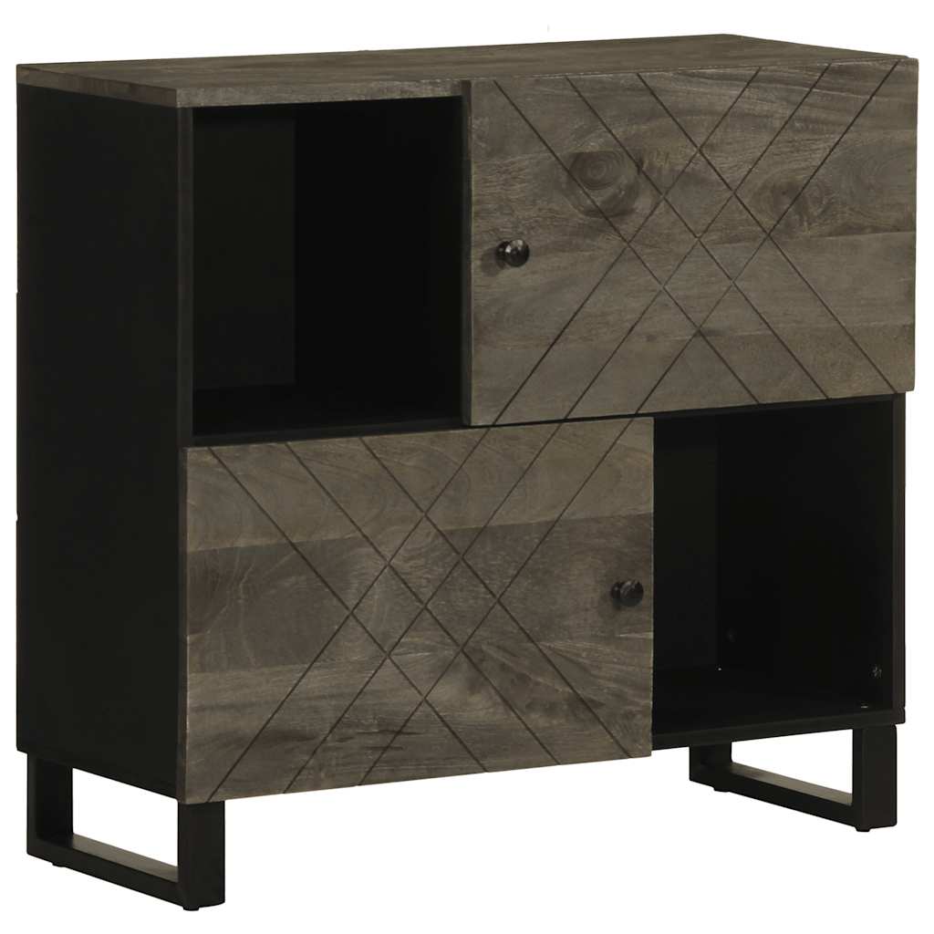 Media Storage Cabinet Sideboard Black 80X33X75 Cm Solid Wood Mango metal 80 cm