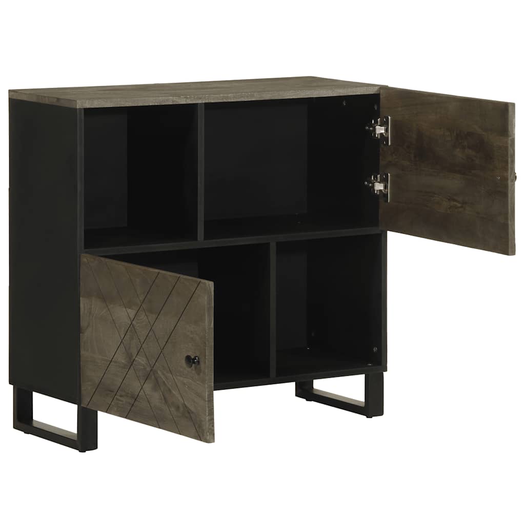 Media Storage Cabinet Sideboard Black 80X33X75 Cm Solid Wood Mango metal 80 cm