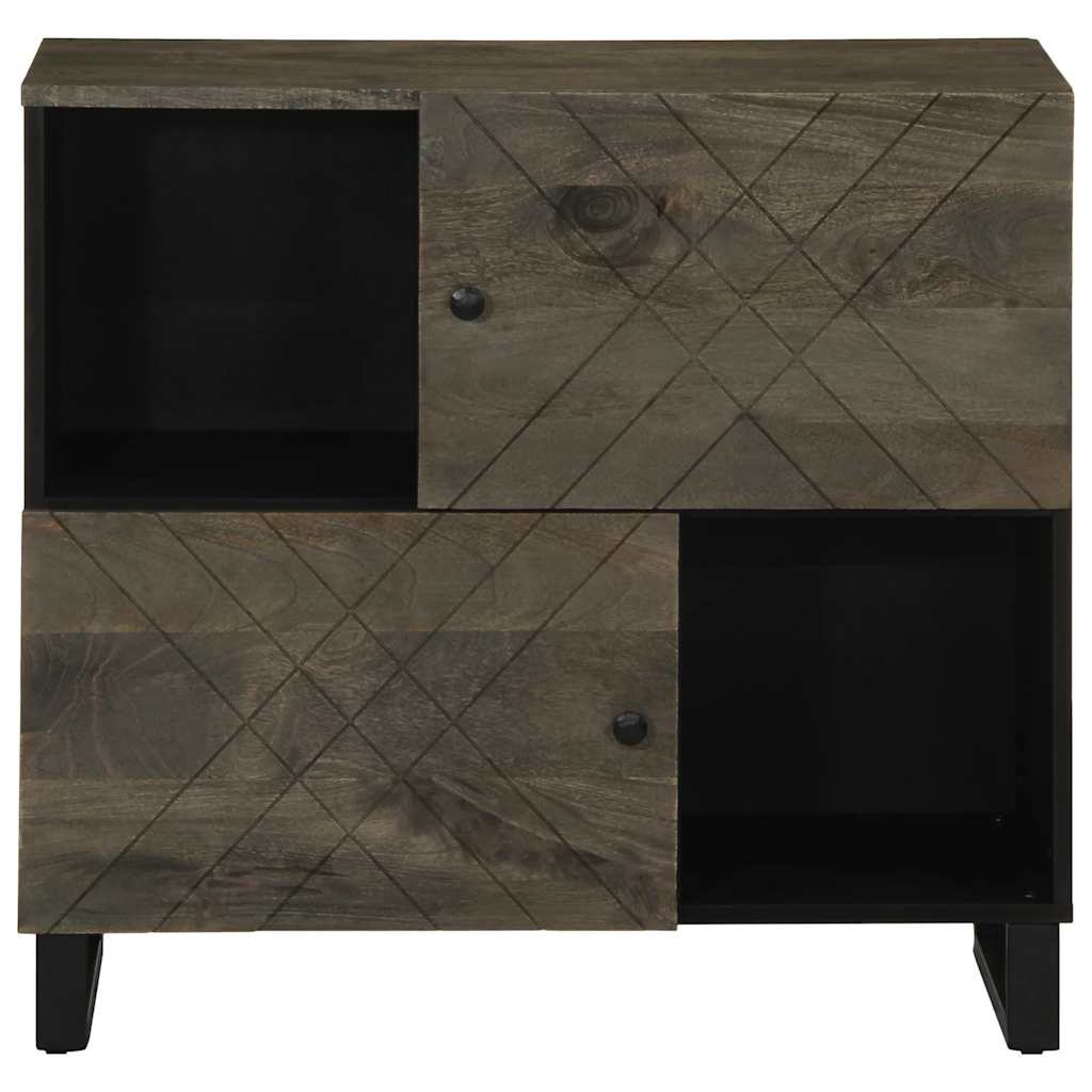 Media Storage Cabinet Sideboard Black 80X33X75 Cm Solid Wood Mango metal 80 cm