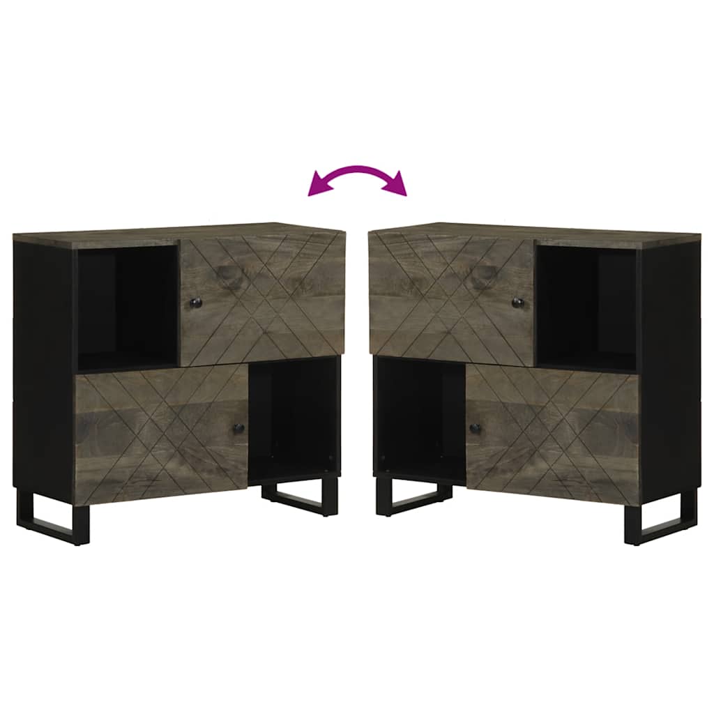 Media Storage Cabinet Sideboard Black 80X33X75 Cm Solid Wood Mango metal 80 cm