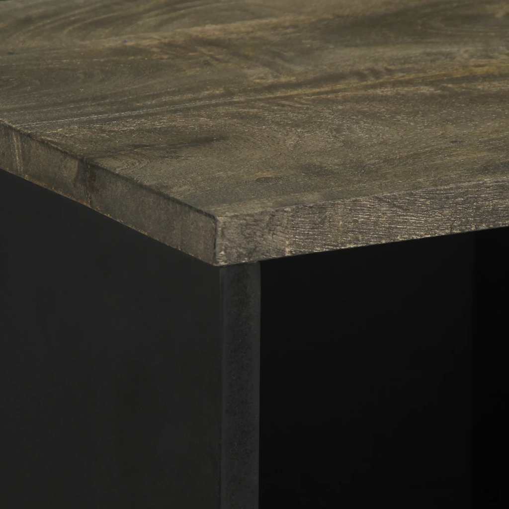 Sideboard Black 80X33X75 Cm Solid Wood Mango