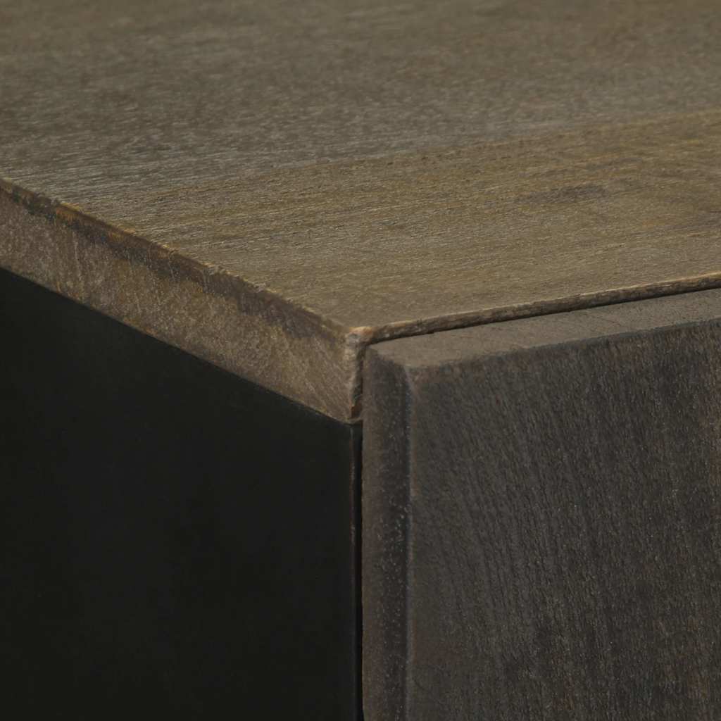 Highboard Black 60X33X100 Cm Solid Wood Mango