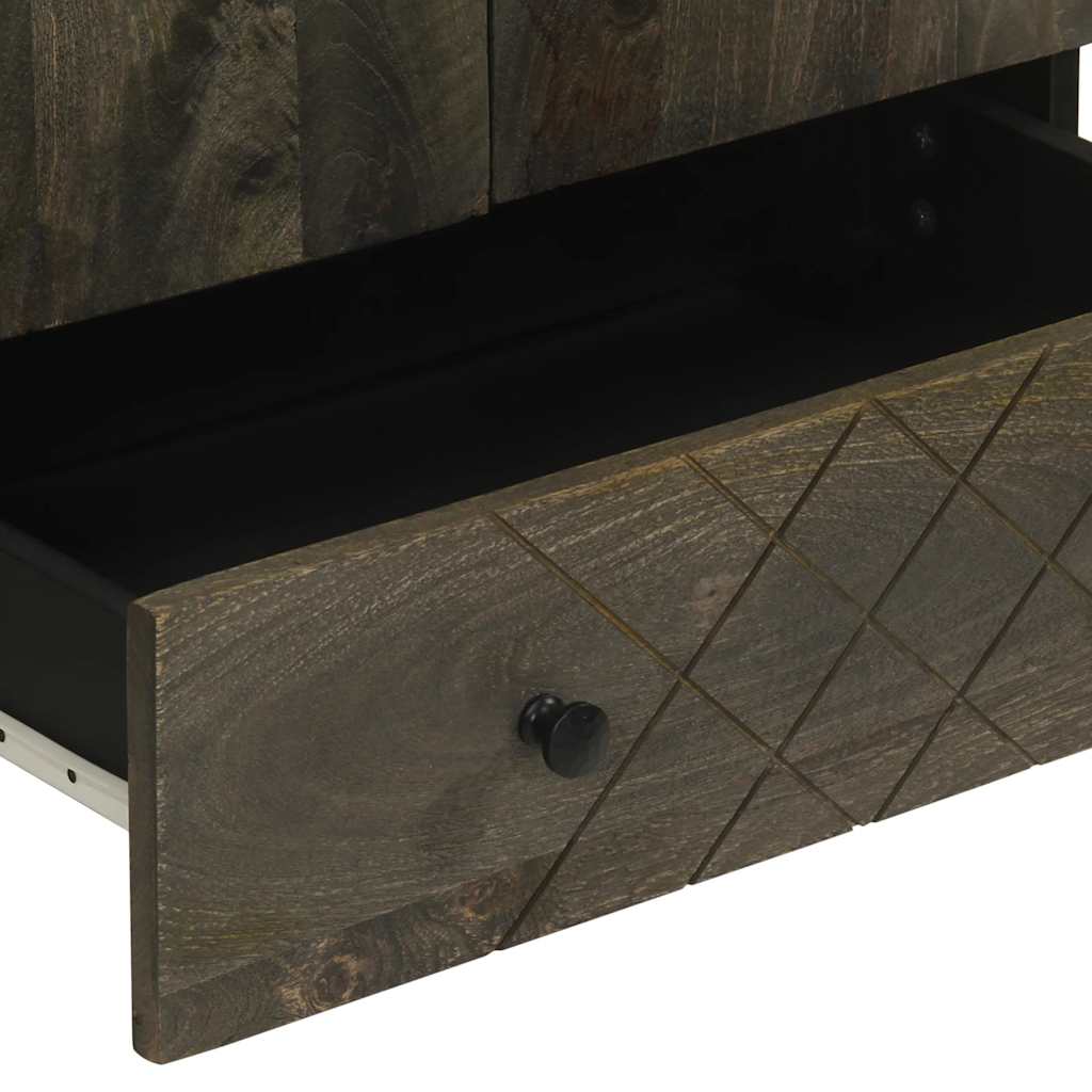 Highboard Black 60X33X100 Cm Solid Wood Mango