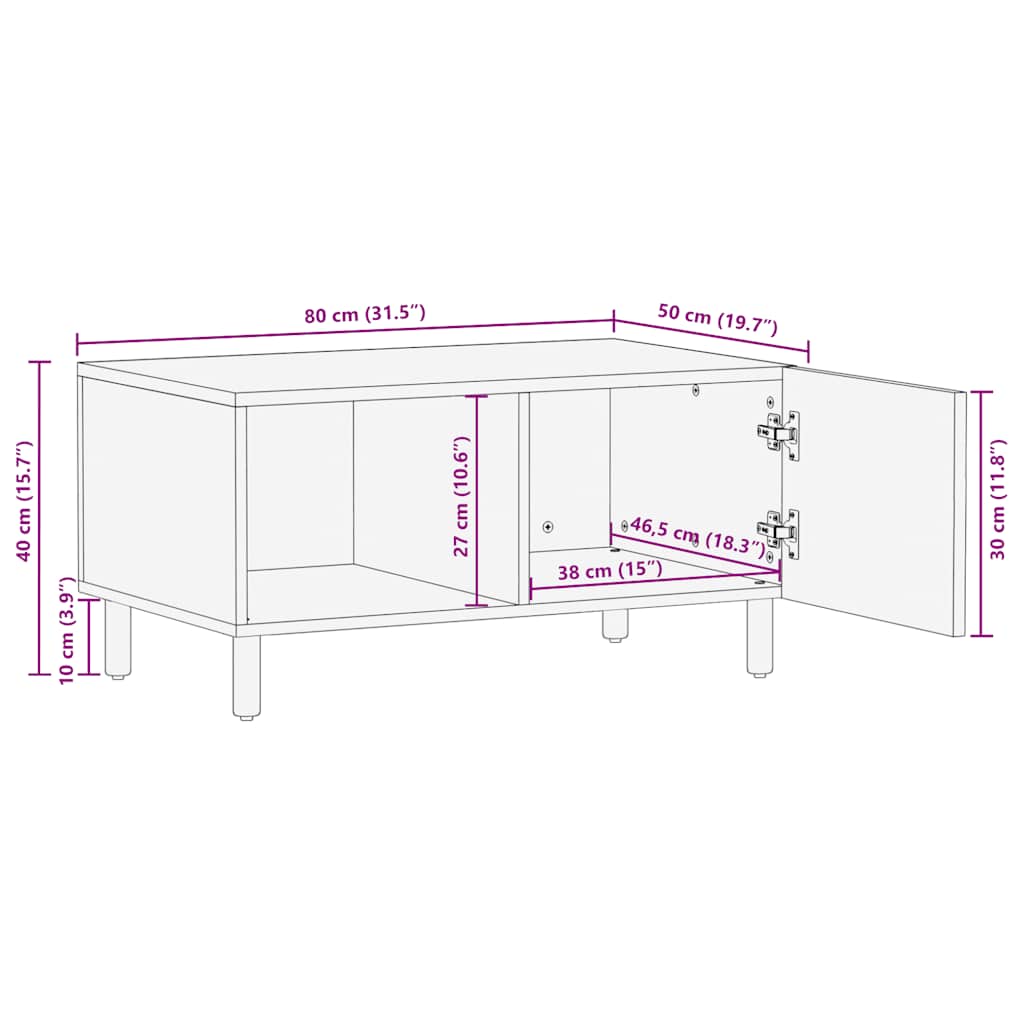 Coffee Table 80X50X40 Cm Solid Wood Acacia