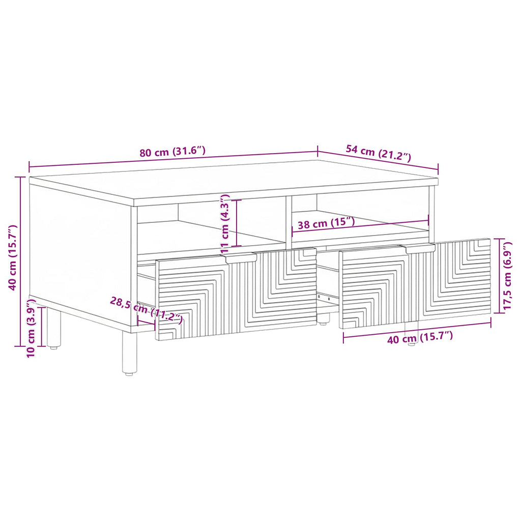 Coffee Table Brown 80 X 54 X 40 Cm