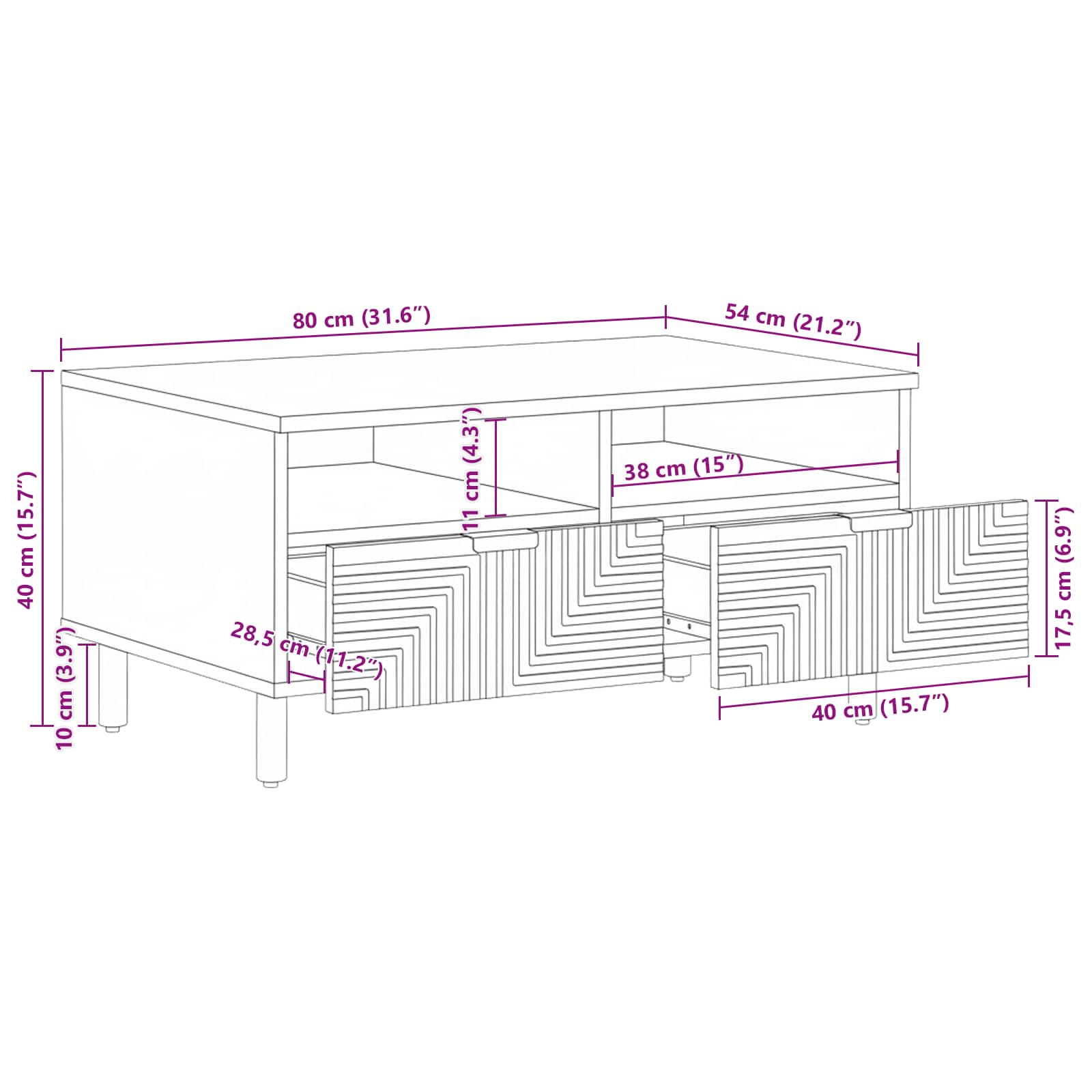 Coffee Table Brown 80 X 54 X 40 Cm