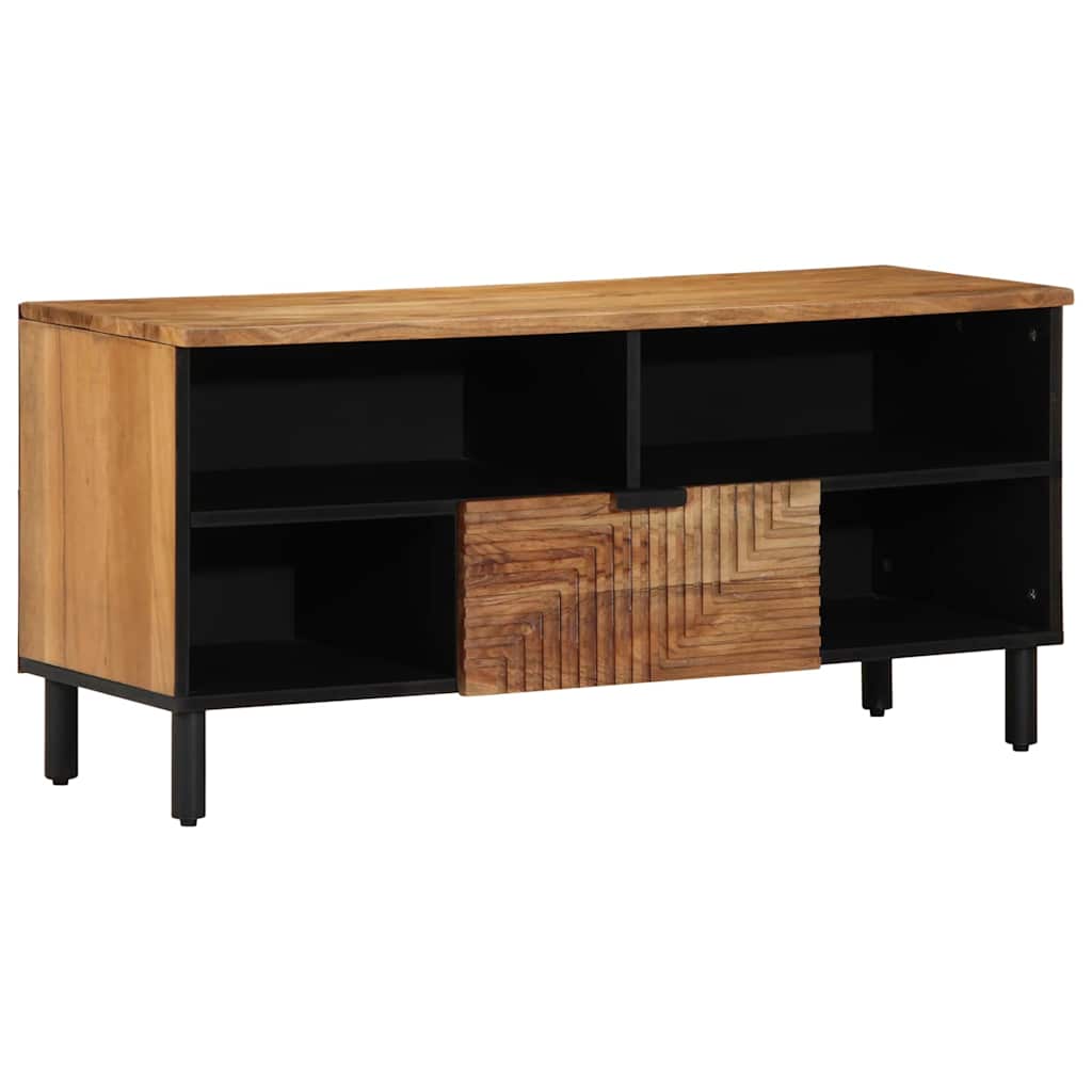Tv Cabinet With Drawer Brown 100 X 33 X 46 Cm Solid Mango Wood