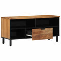 Tv Cabinet With Drawer Brown 100 X 33 X 46 Cm Solid Mango Wood