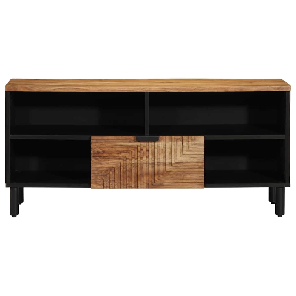 Tv Cabinet With Drawer Brown 100 X 33 X 46 Cm Solid Mango Wood