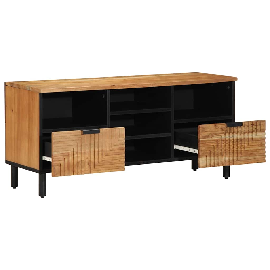 Tv Cabinet With Drawer Brown 100 X 33 X 46 Cm Solid Mango Wood