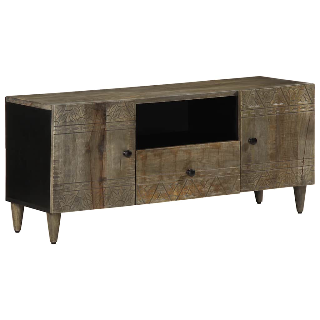 Tv Cabinet Light Grey 105X33.5X46 Cm Solid Wood Mango