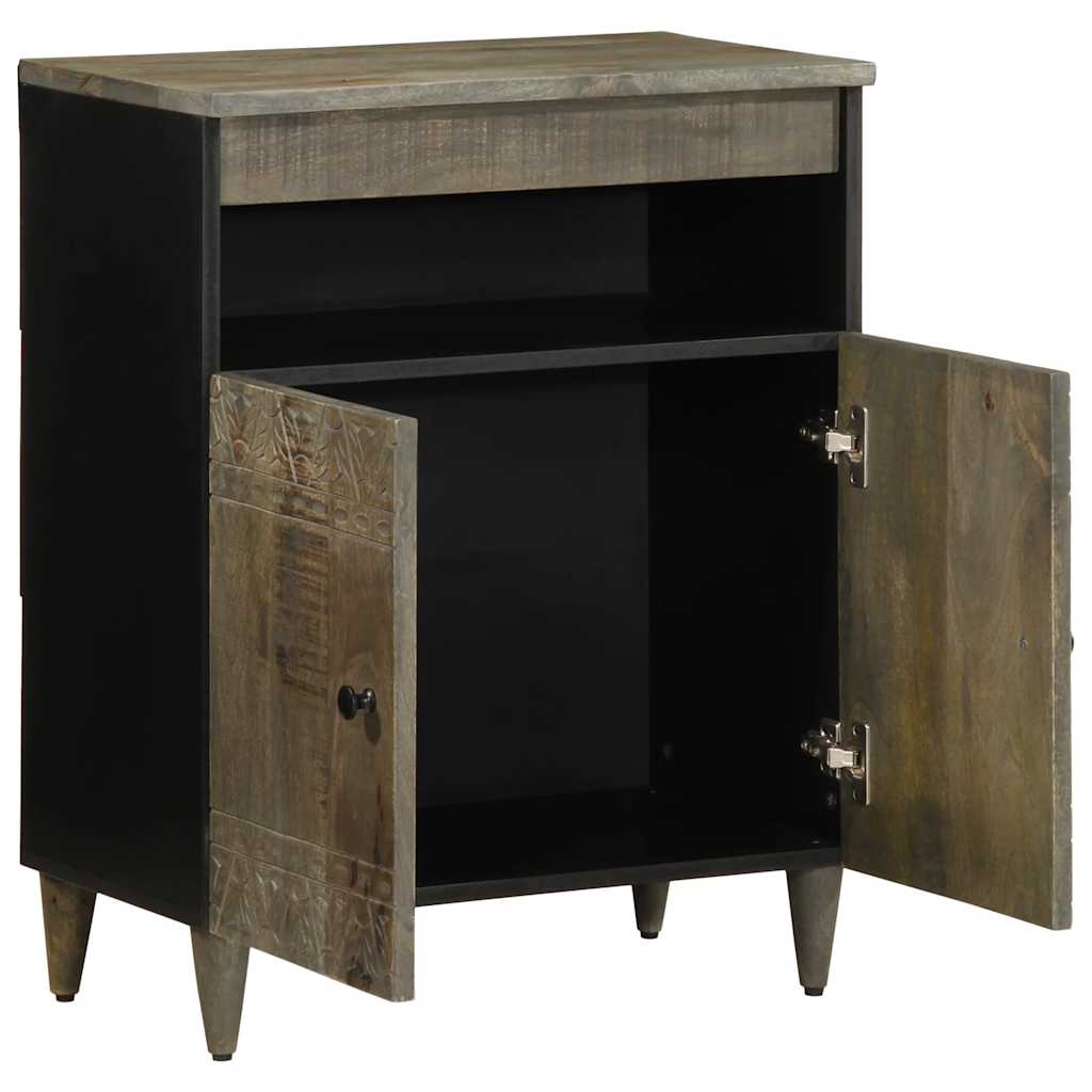 Sideboard Solid Mango Wood Storage Cabinet 60x33x75cm Rustic Cupboard Black 60 c