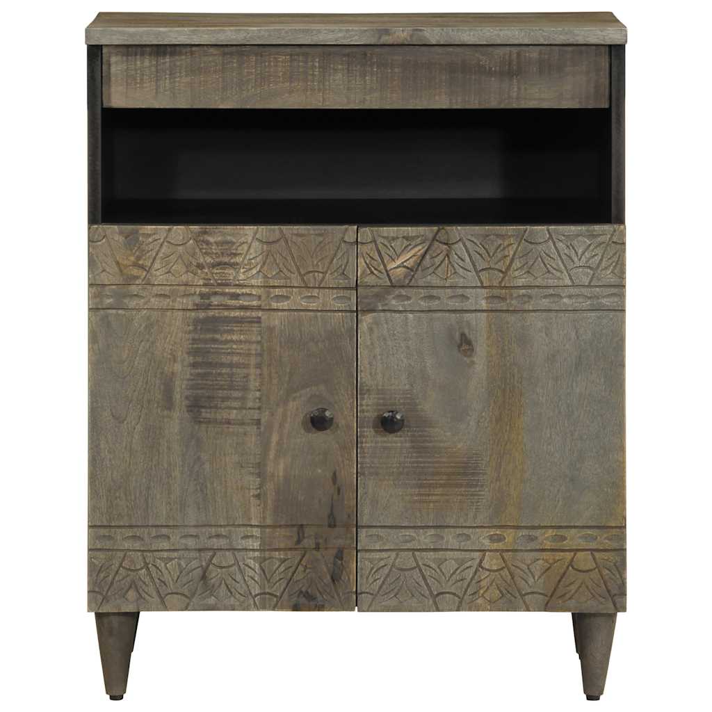 Sideboard Solid Mango Wood Storage Cabinet 60x33x75cm Rustic Cupboard Black 60 c