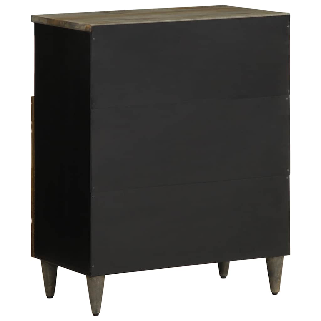 Sideboard Solid Mango Wood Storage Cabinet 60x33x75cm Rustic Cupboard Black 60 c