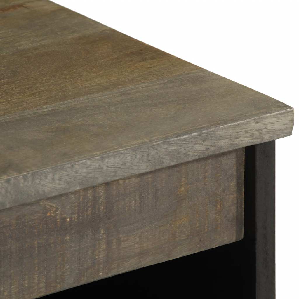 Sideboard Solid Mango Wood Storage Cabinet 60x33x75cm Rustic Cupboard Black 60 c