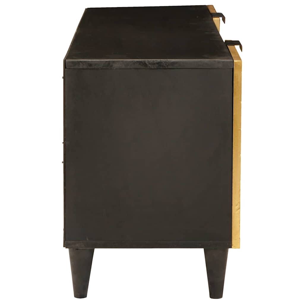Media Storage Cabinet TV Black Gold 105cm Unit Entertainment Stand Engineered Wo