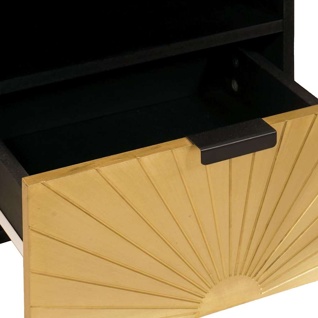 Media Storage Cabinet Tv Black Gold 70 X 33 46 Cm Engineered Wood Black and gold