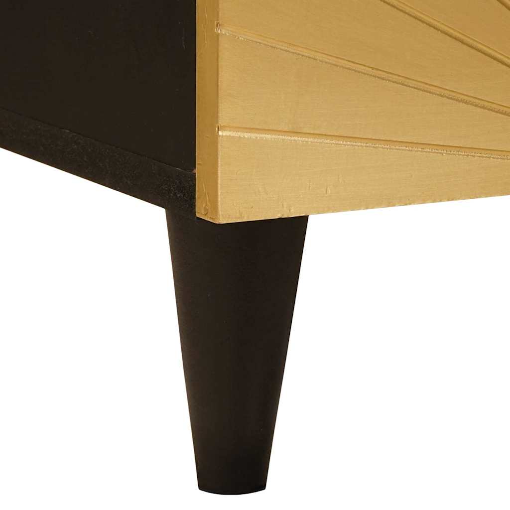 Media Storage Cabinet Tv Black Gold 70 X 33 46 Cm Engineered Wood Black and gold