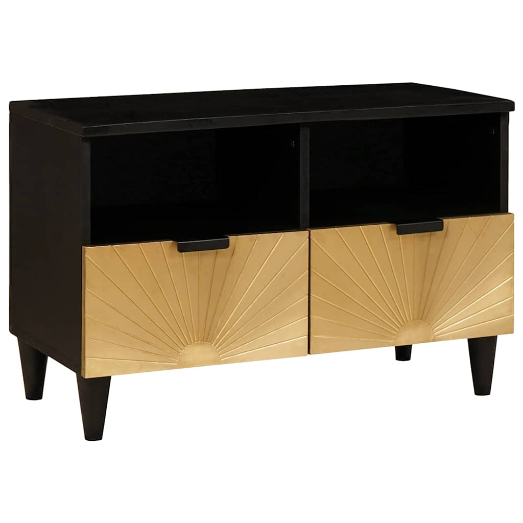 Media Storage Cabinet Tv Black Gold 70 X 33 46 Cm Engineered Wood Black and gold