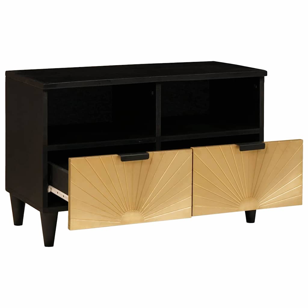 Media Storage Cabinet Tv Black Gold 70 X 33 46 Cm Engineered Wood Black and gold