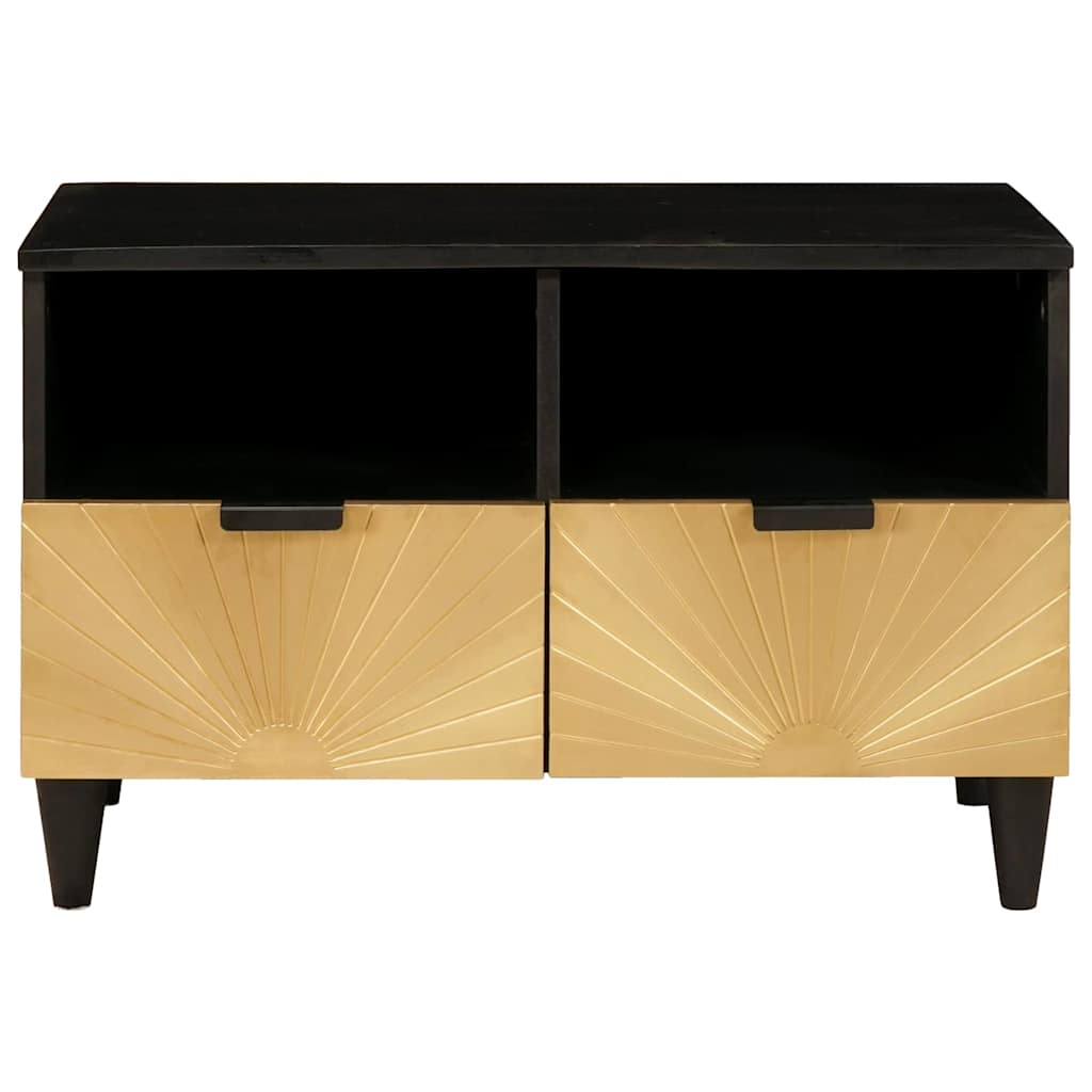 Media Storage Cabinet Tv Black Gold 70 X 33 46 Cm Engineered Wood Black and gold