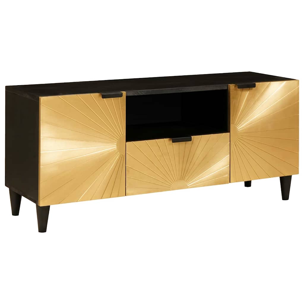 Tv Cabinet Black And Gold 105 X 33 X 46 Cm Engineered Wood