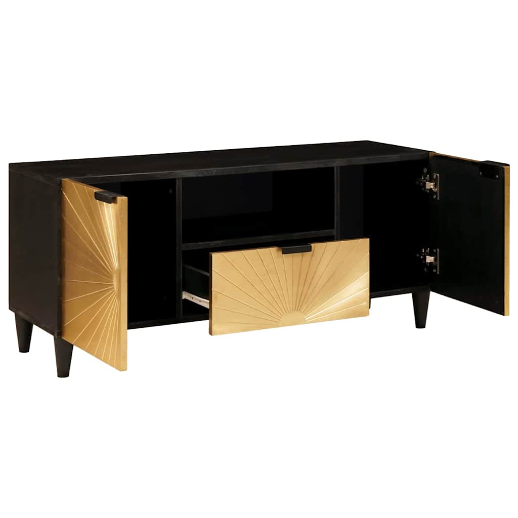 Tv Cabinet Black And Gold 105 X 33 X 46 Cm Engineered Wood