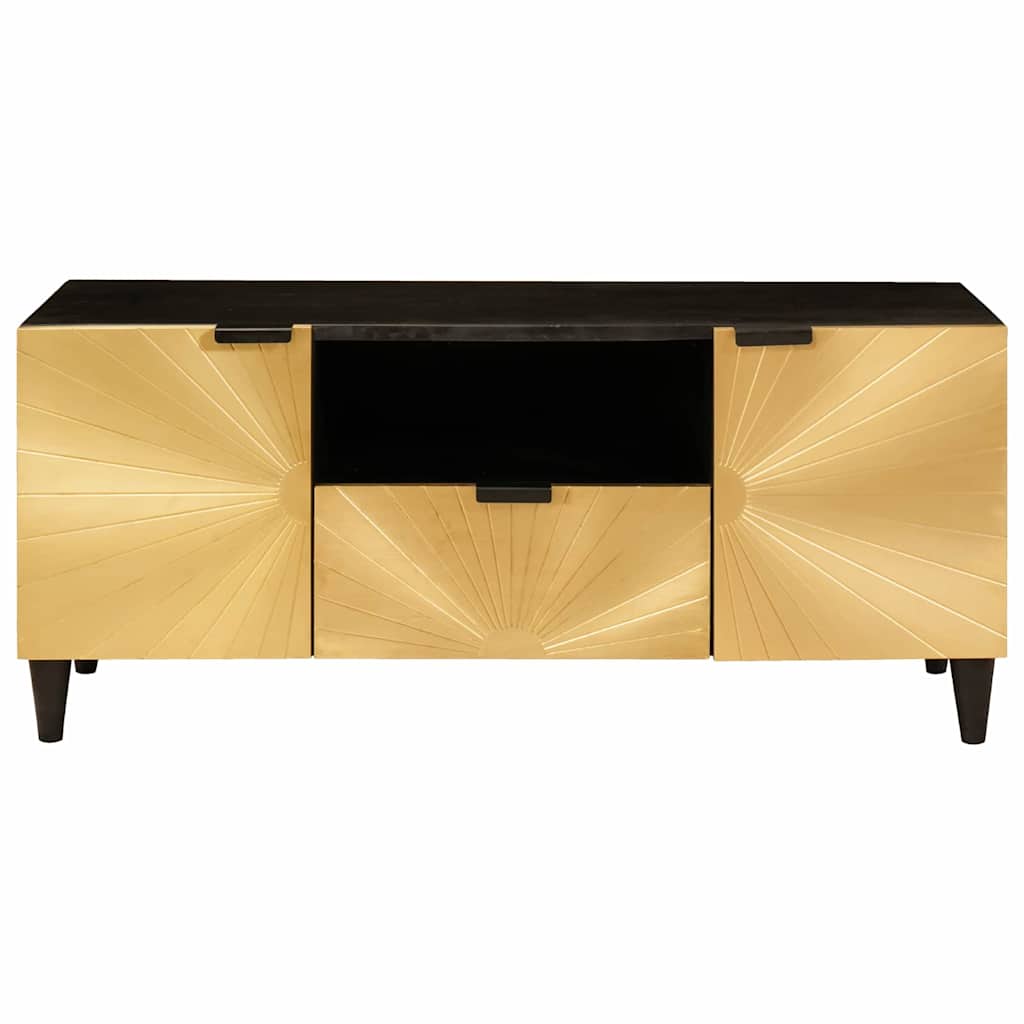 Tv Cabinet Black And Gold 105 X 33 X 46 Cm Engineered Wood