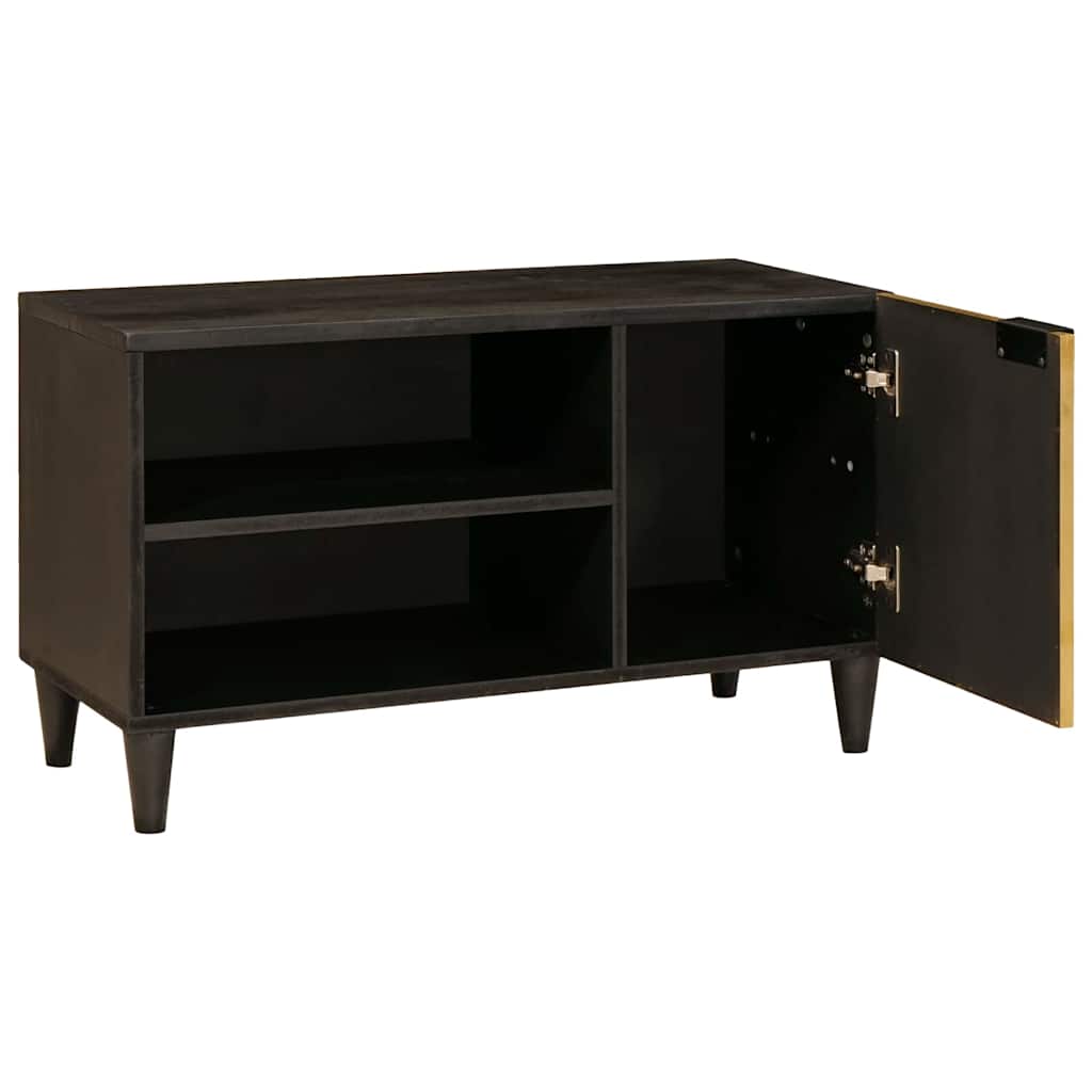 Tv Cabinet Black And Gold 80 X 33 X 46 Cm Engineered Wood