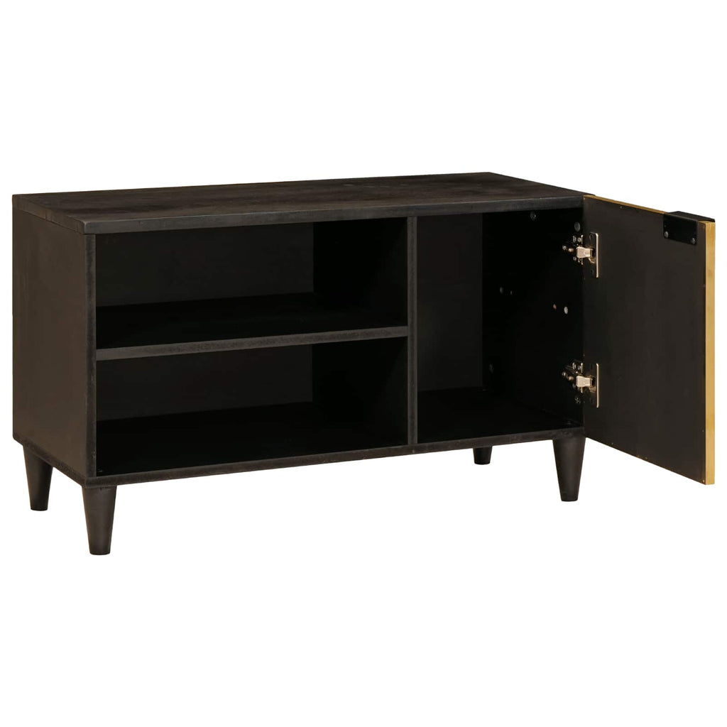 Tv Cabinet Black And Gold 80 X 33 X 46 Cm Engineered Wood