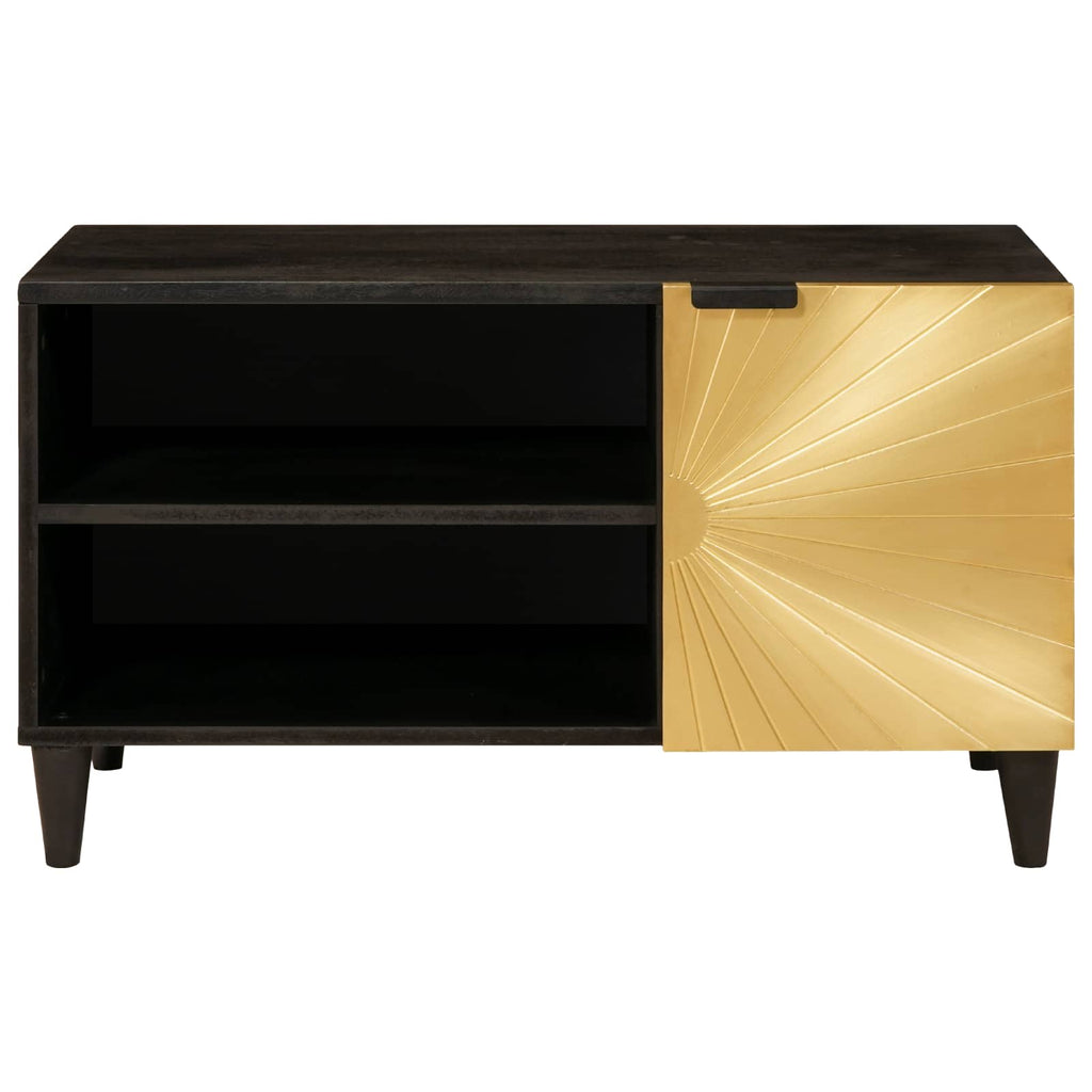 Tv Cabinet Black And Gold 80 X 33 X 46 Cm Engineered Wood