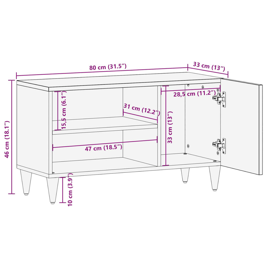 Tv Cabinet Black And Gold 80 X 33 X 46 Cm Engineered Wood