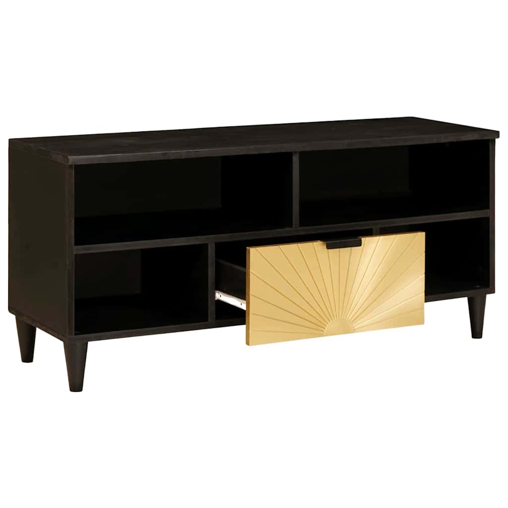 Tv Cabinet Black And Gold 100 X 33 X 46 Cm Engineered Wood