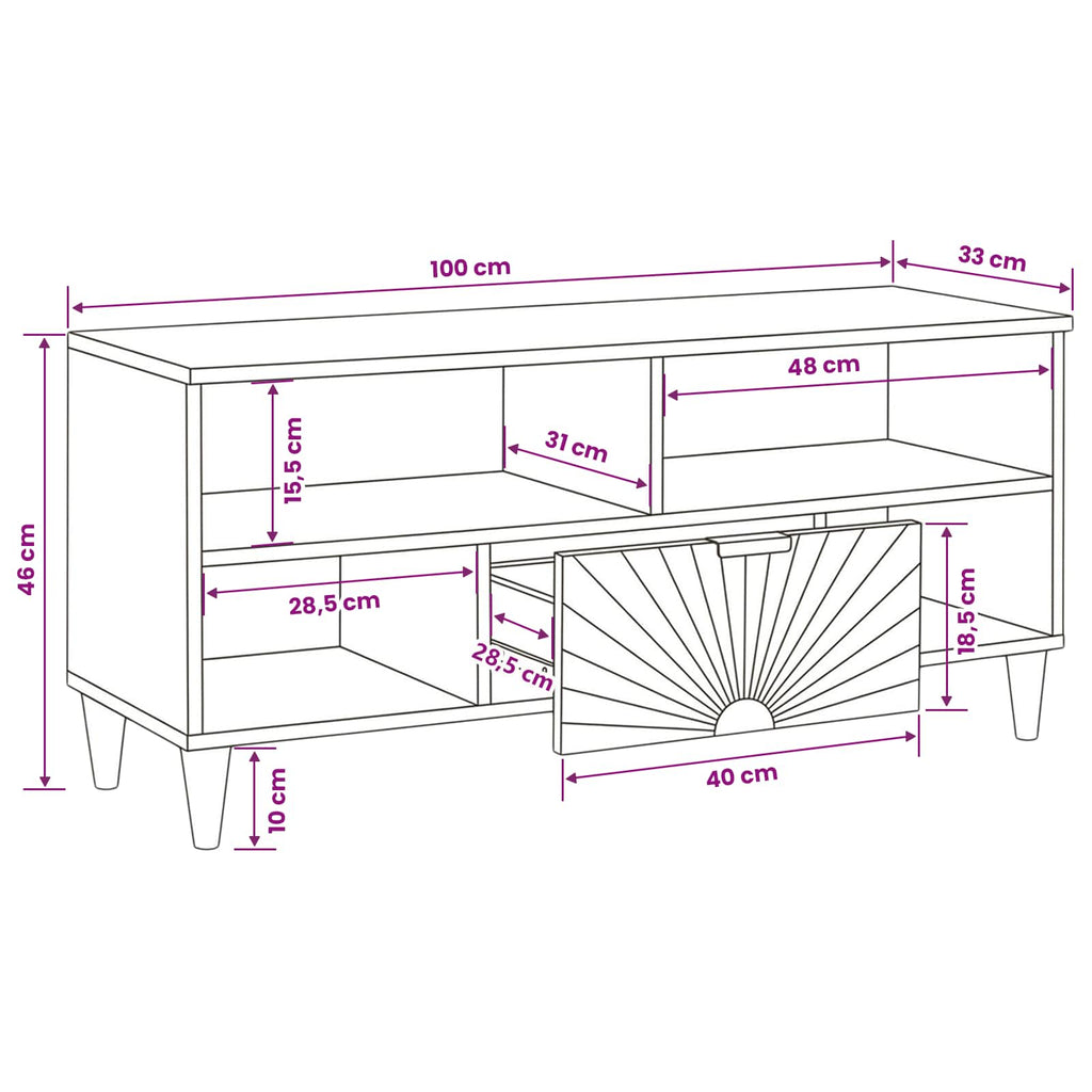 Tv Cabinet Black And Gold 100 X 33 X 46 Cm Engineered Wood