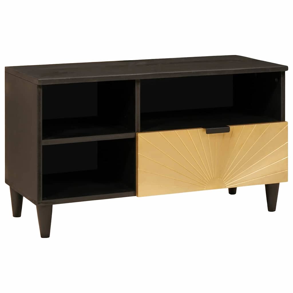 Tv Cabinet Black And Gold 80 X 33 X 46 Cm Engineered Wood