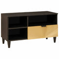 Tv Cabinet Black And Gold 80 X 33 X 46 Cm Engineered Wood