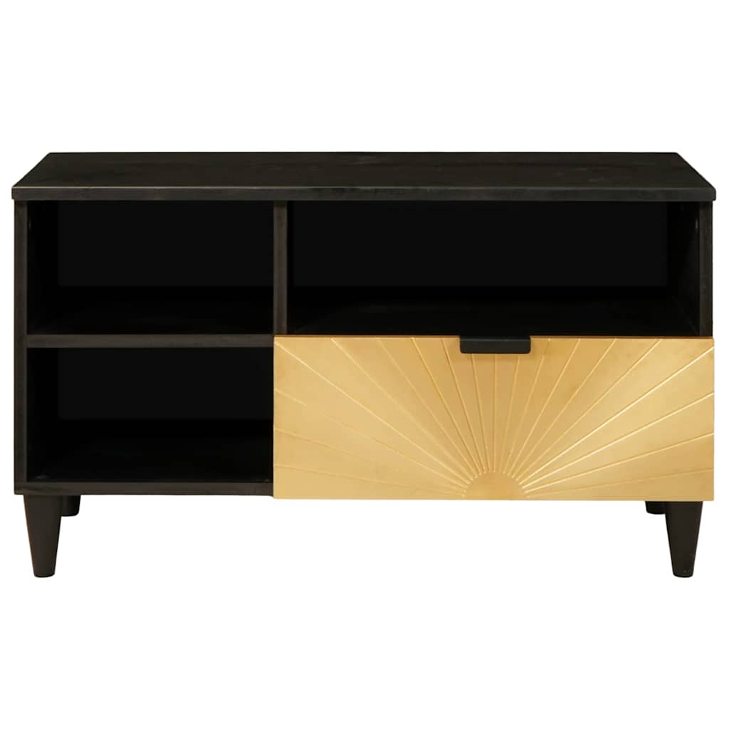 Tv Cabinet Black And Gold 80 X 33 X 46 Cm Engineered Wood
