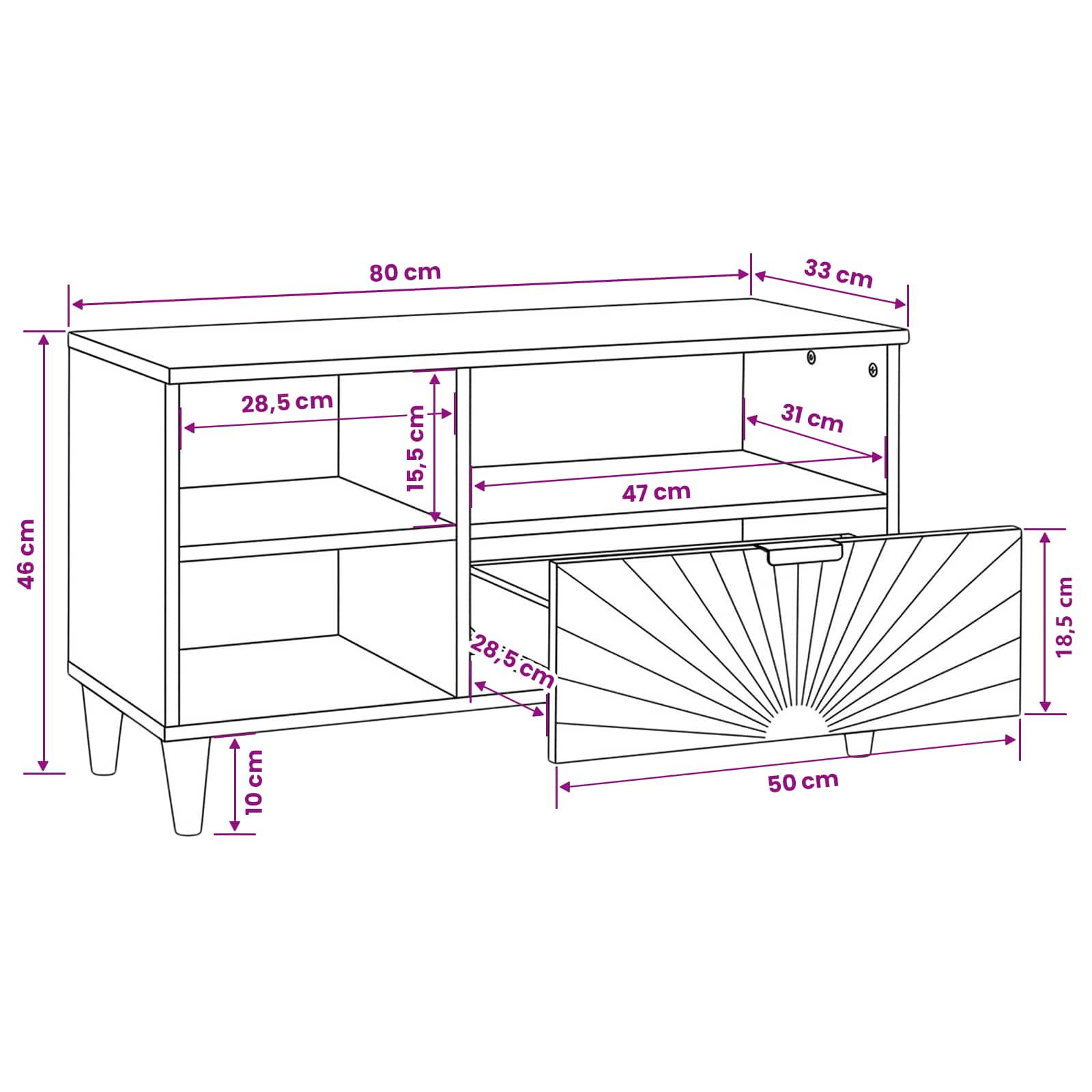 Tv Cabinet Black And Gold 80 X 33 X 46 Cm Engineered Wood