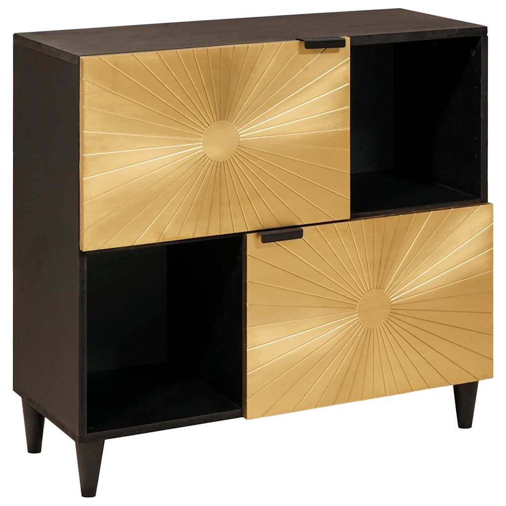 Side Cabinet Black And Gold 80 X 33.5 X 75 Cm Solid Mango Wood