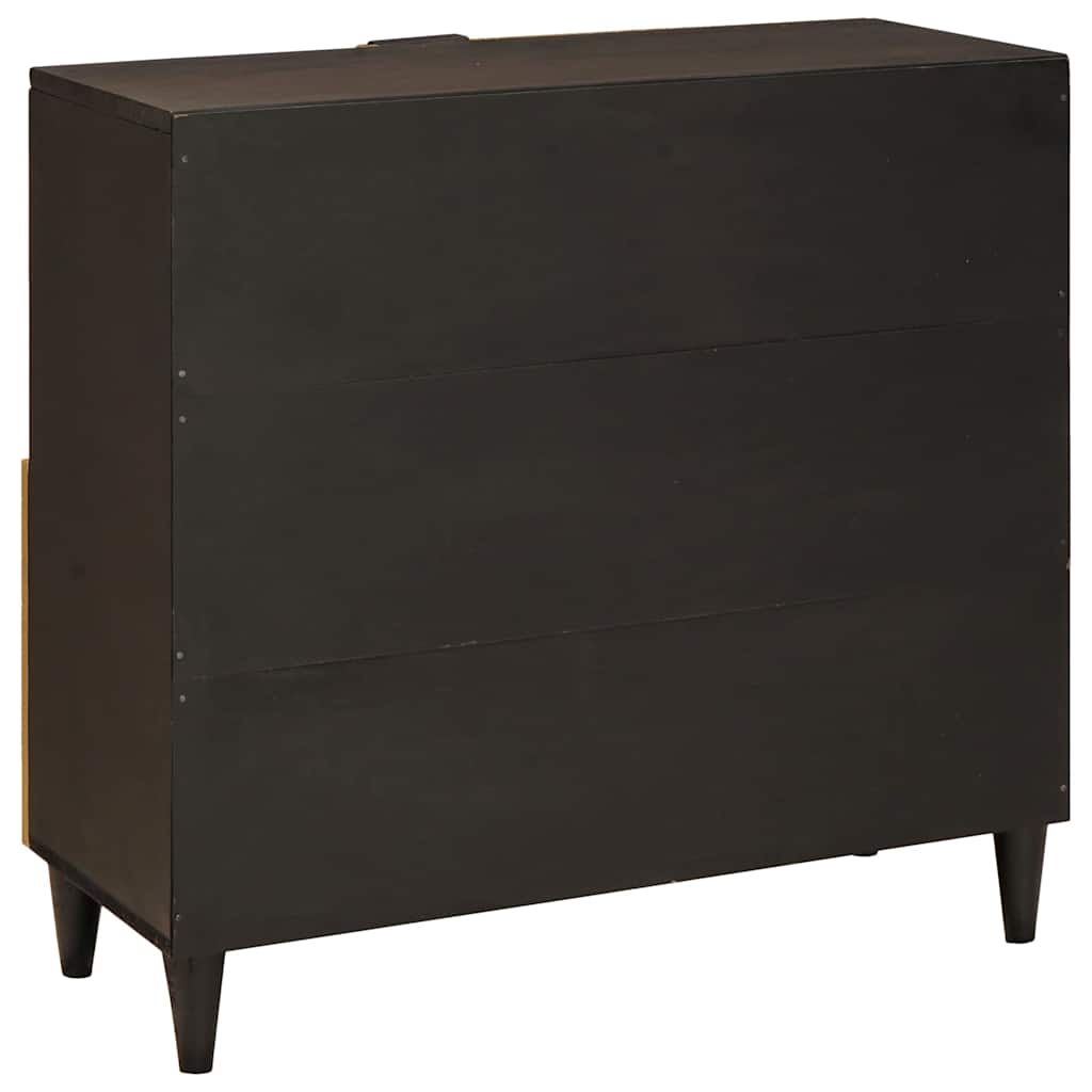 Side Cabinet Black And Gold 80 X 33.5 X 75 Cm Solid Mango Wood