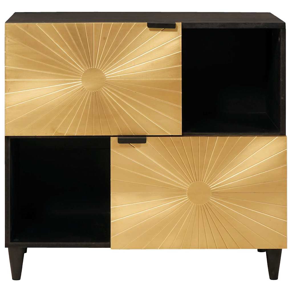 Side Cabinet Black And Gold 80 X 33.5 X 75 Cm Solid Mango Wood