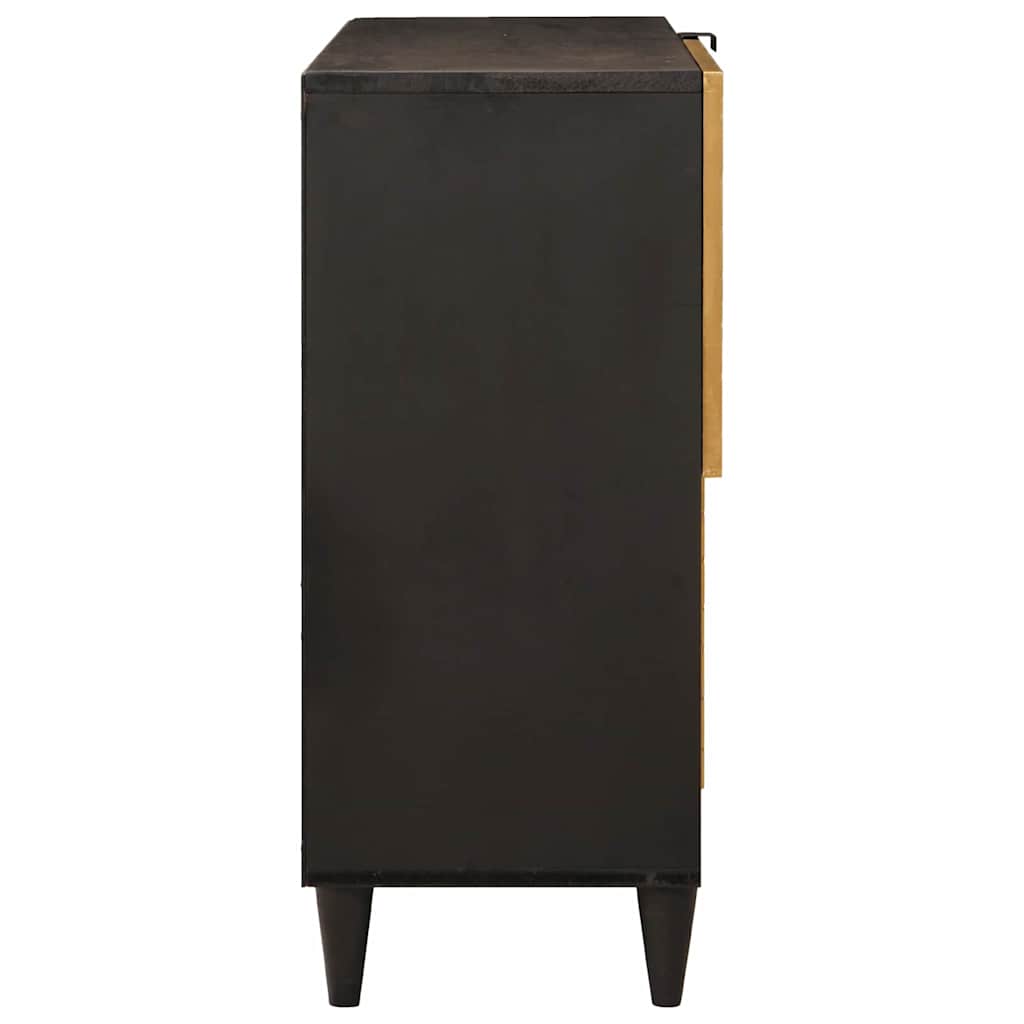 Side Cabinet Black And Gold 80 X 33.5 X 75 Cm Solid Mango Wood