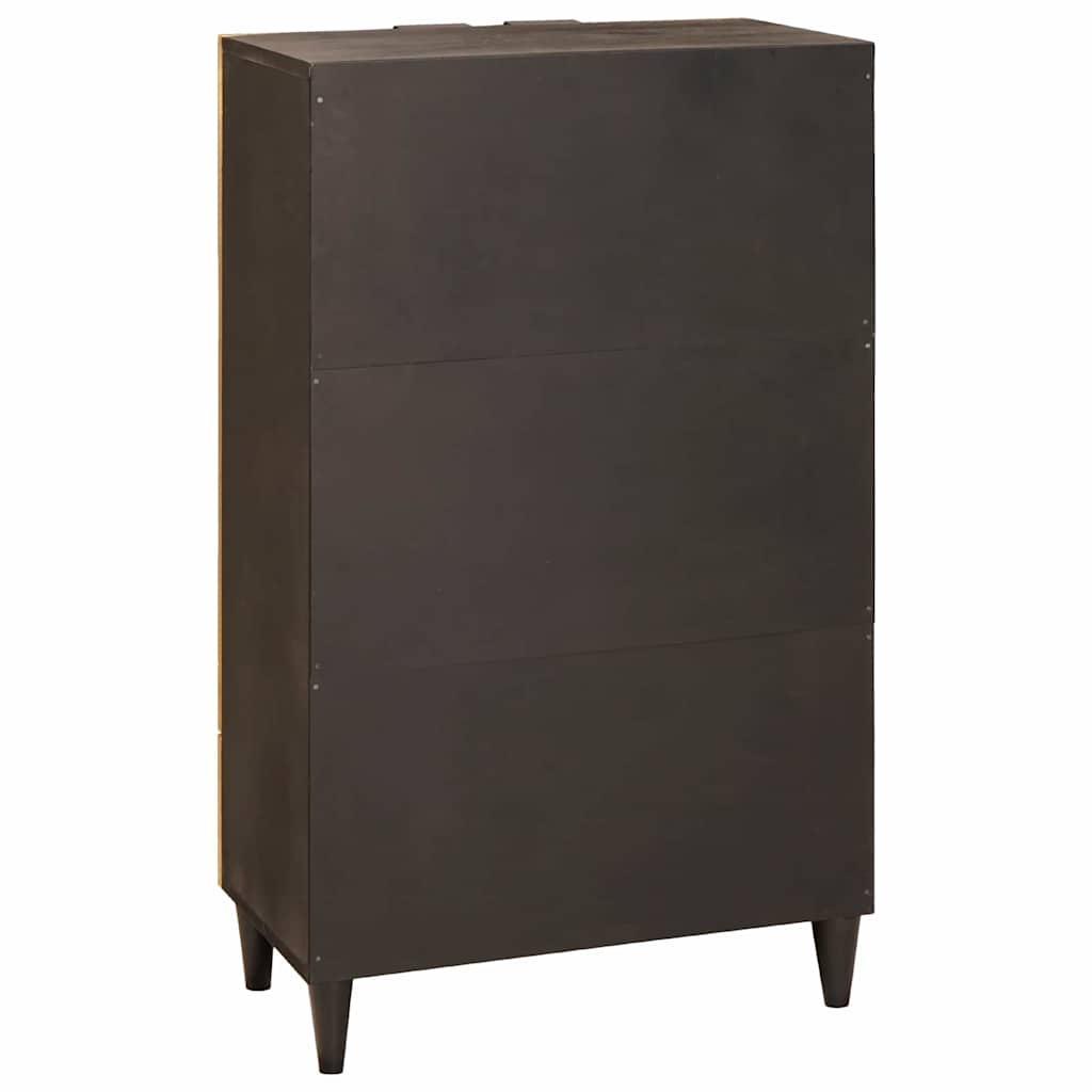 Side Cabinet Black And Gold 60 X 33.5 X 100 Cm Solid Mango Wood